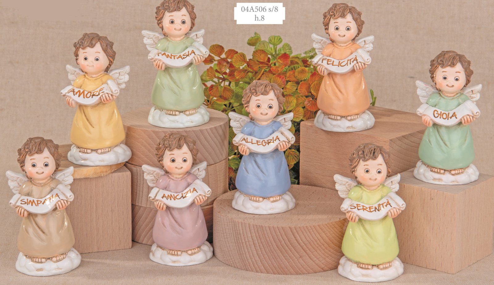Divino Angelo h.8 cm Bomboniera 8 assortiti 04A506, ideale per Cresima spirituale.