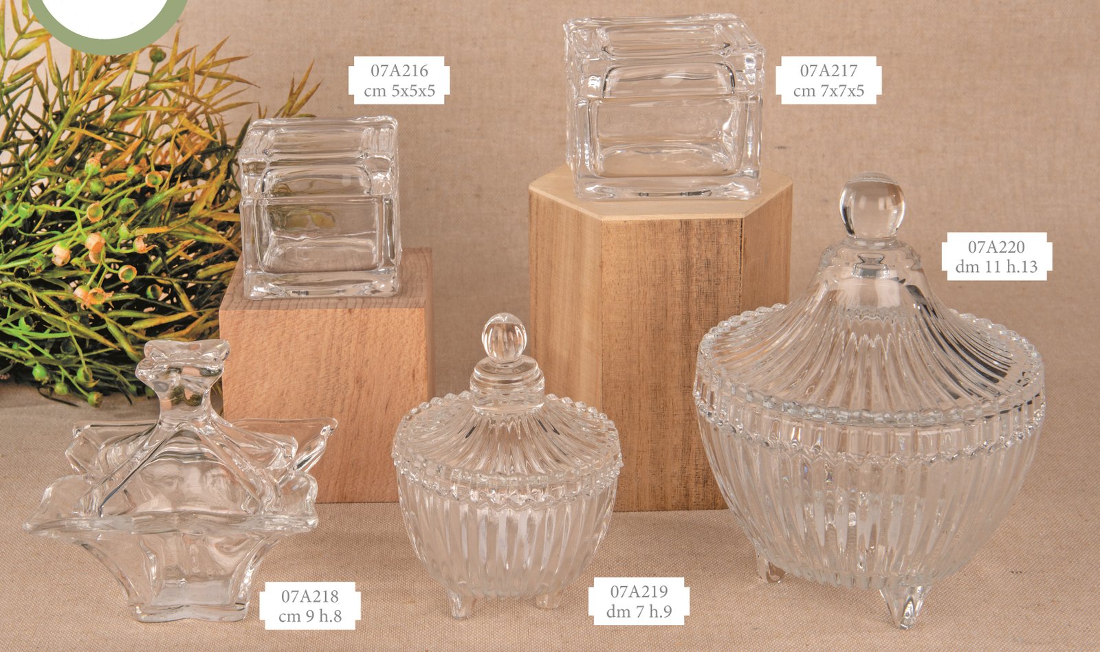 Crystall Scatoline e Scatole Cristallo Bomboniera 5 misure 07A216-07A220, ideale per Matrimonio trasparente.