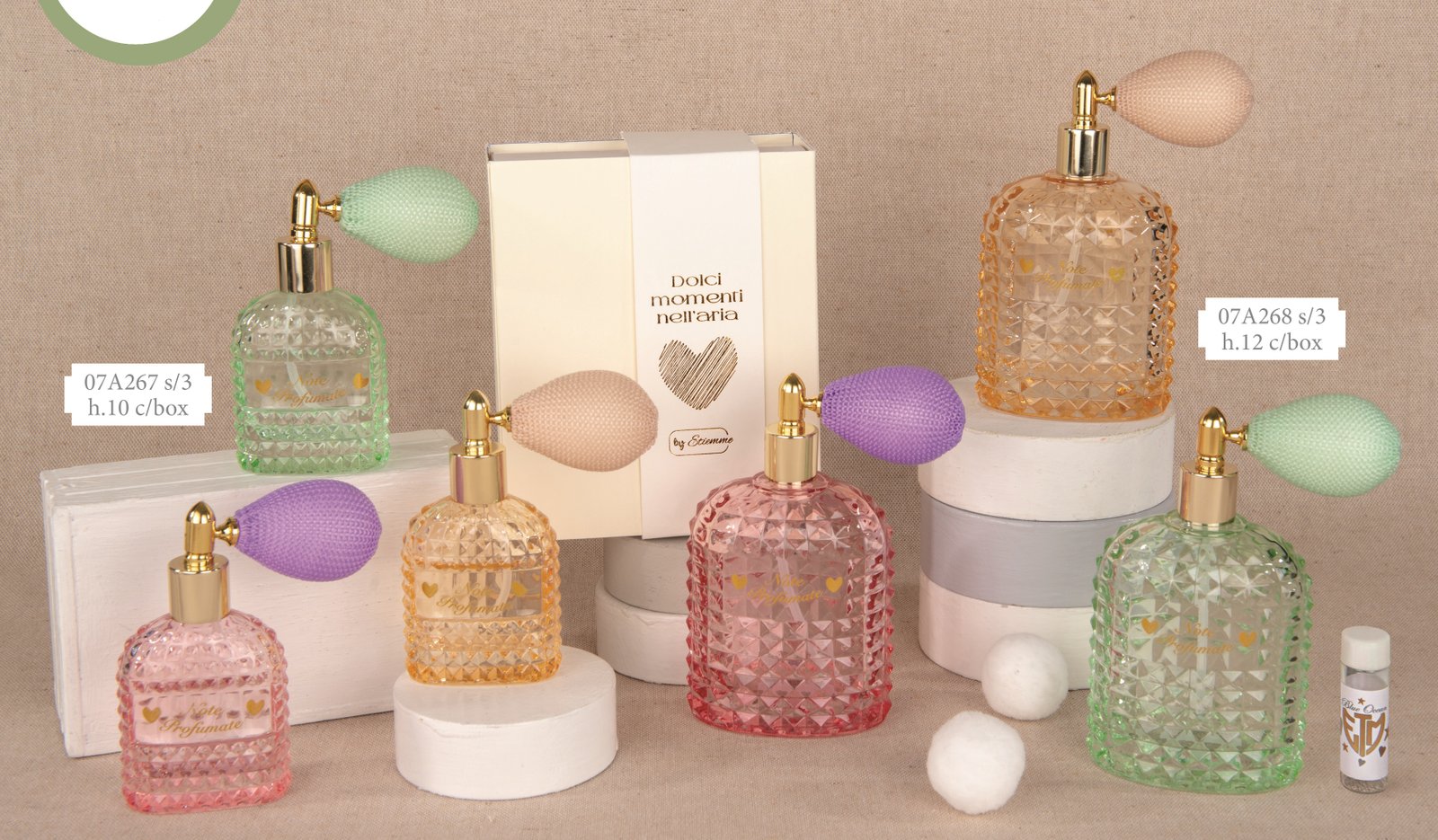 Moment Diffusore Spray h.10-12 Bomboniera 3 ass. con Box 07A267-07A268, ideale per Matrimonio profumato.