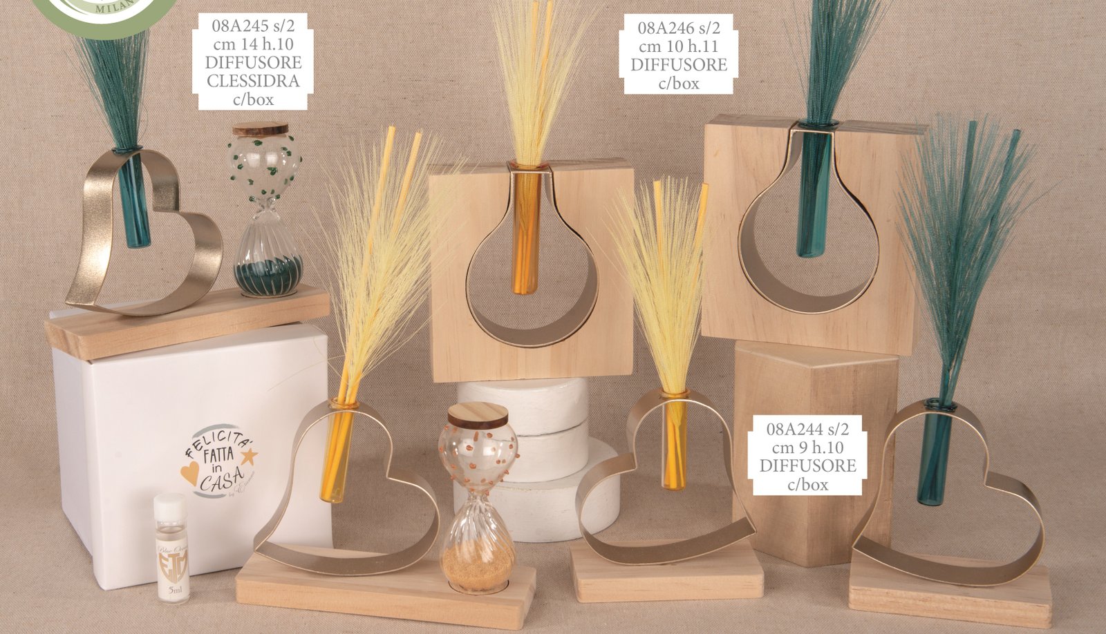 Piuma Cuore Diffusore Clessidra Goccia Bomboniera 08A244-08A246, ideale per Matrimonio poetico.