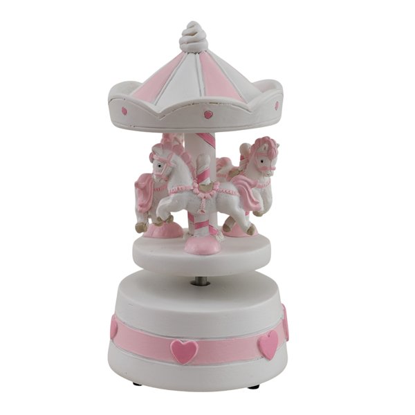 Bomboniera Carillon Giostra Cavalli Rosa, giostra musicale. Codice 1255270.