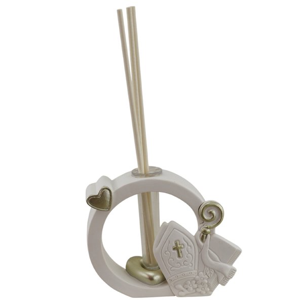 Profumatore Tondo Cresima 1255278 in ceramica per bomboniere da Bomboniere Cupido Trapani.