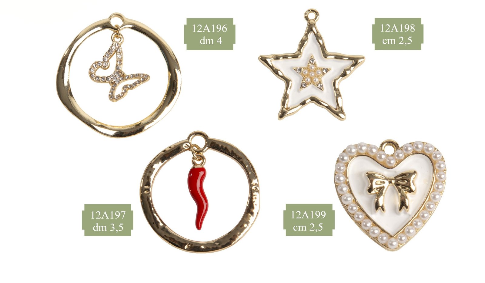 Zama Farfalla Cornetto Stella Cuore Scintilla Bomboniera dm.2,5-4 12A196-12A199, ideale per Battesimo e Matrimonio portafortuna.