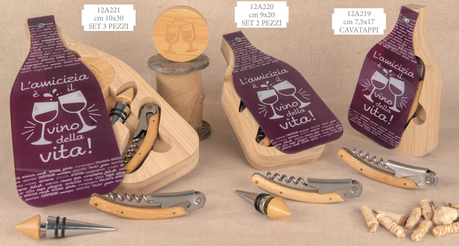 Bordeaux Cavatappi e Set Vino Bomboniera con Astuccio Bottle 12A219-12A221, ideale per Matrimonio raffinato.