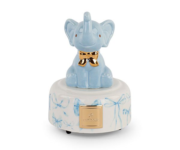Elefantino Bomboniera Carillon Azzurro H.120 cm con scatola, ideale per Battesimo musicale 2026.