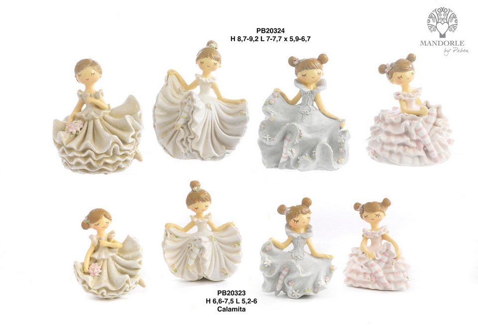 Bomboniera Ballerina spiritosa con vestito ampio 9.2 cm. in resina per eventi, codice 20324. Disponibile in vari design eleganti - Bomboniere Cupido Trapani.