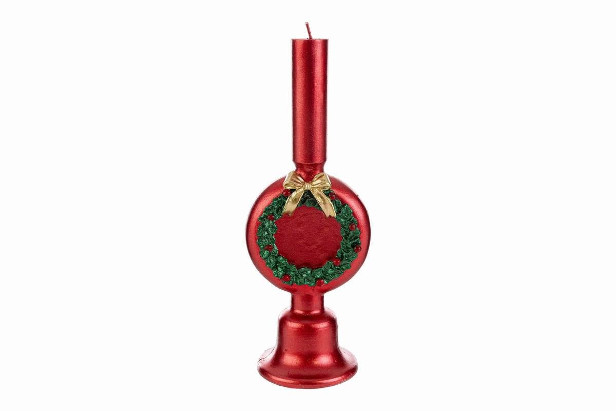 Candela natalizia rossa (cod. 38554), altezza 23,5 cm, decorazione festiva profumata per celebrazioni, curata da Bomboniere Cupido Trapani.