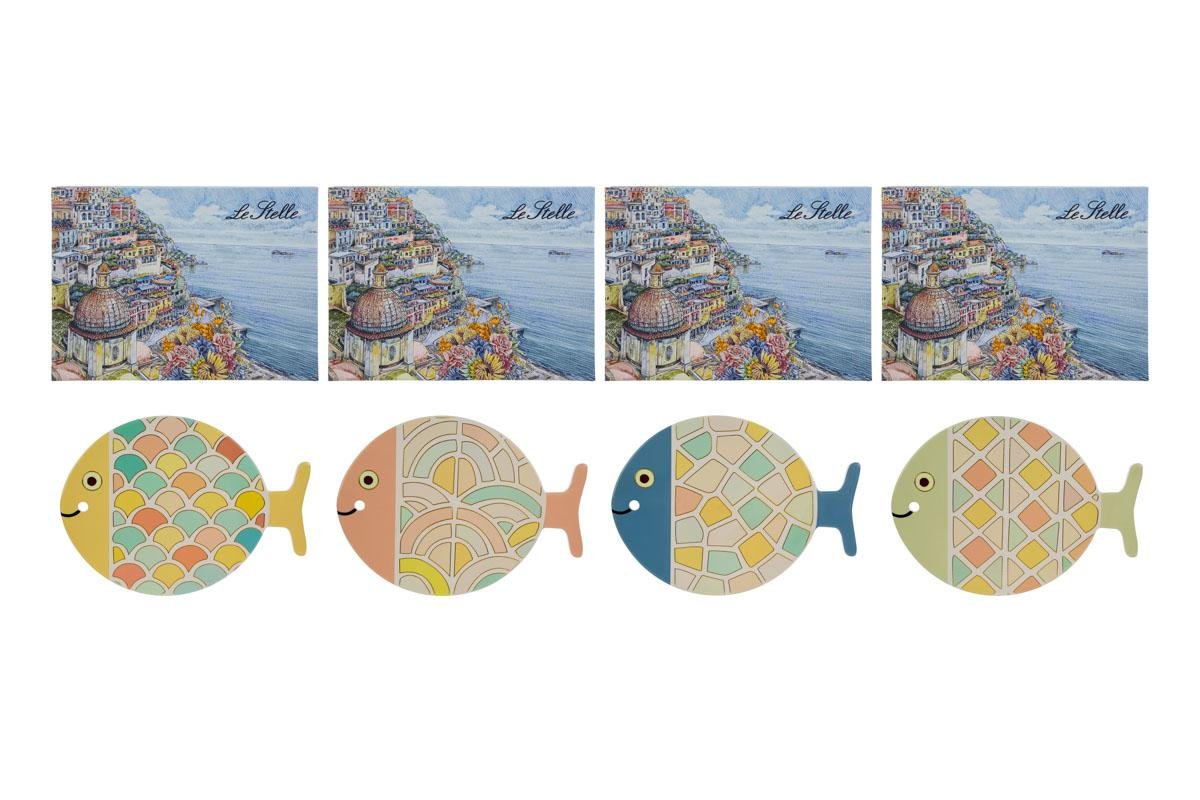 Poggiapentola Pesciolino Ceramica Grande 21×28 cm Bomboniera 4 ass. con Astuccio 58015, ideale per Matrimonio sulla spiaggia.