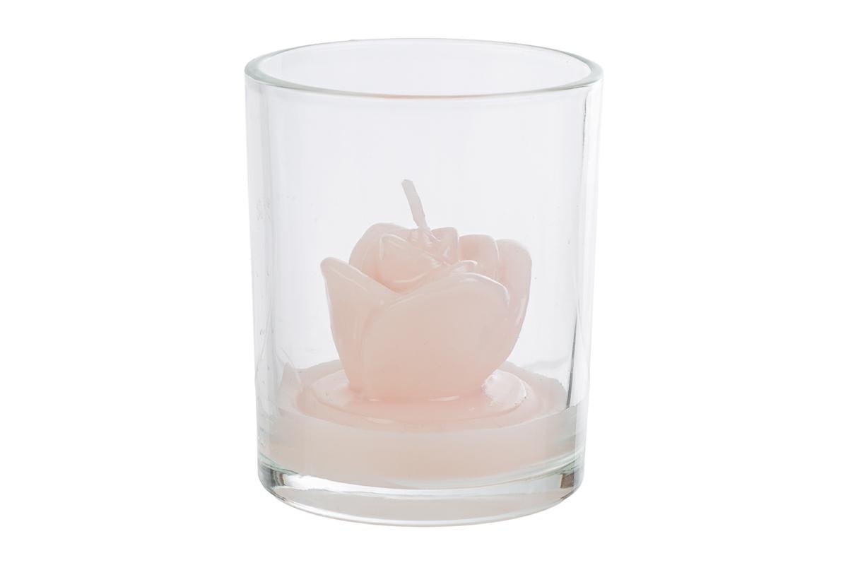 Bicchiere Candela Light Pink d.6×h.7,5 cm Bomboniera con Shopper 58150, ideale per Matrimonio shabby.