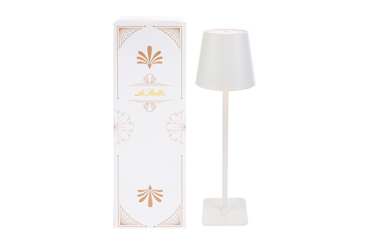 Lampada da Tavolo Bianca Touch LED/USB Bomboniera 10×h.36 cm con Color Box 58233, ideale per Matrimonio minimal.