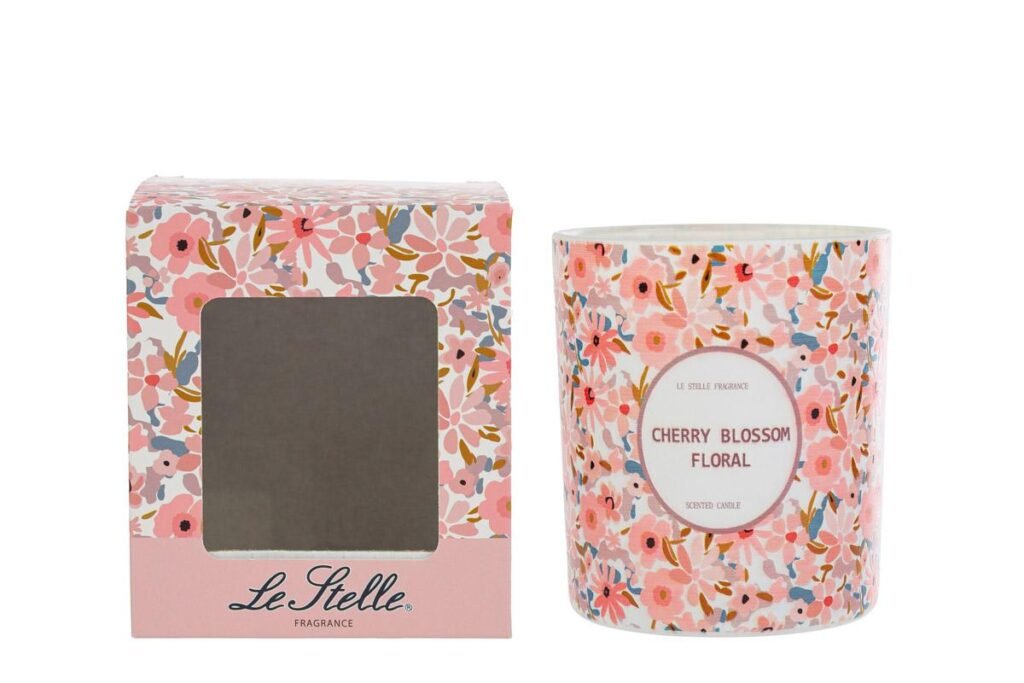 Candela Tahiti 130 gr Bomboniera d.7×8 cm con Astuccio 58277, ideale per Matrimonio tropicale.