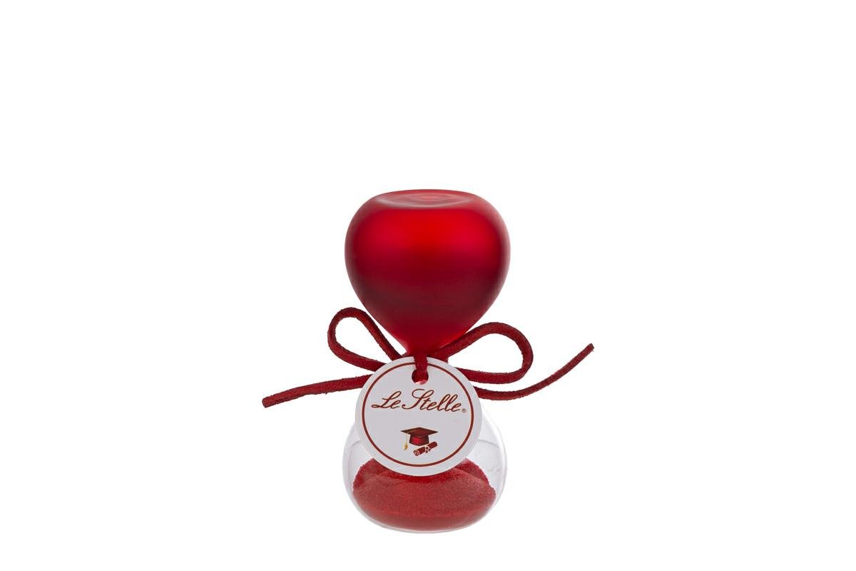 Clessidra Vetro Rosso Satinato Bomboniera h.8 cm con Astuccio 58304, ideale per Matrimonio romantico.