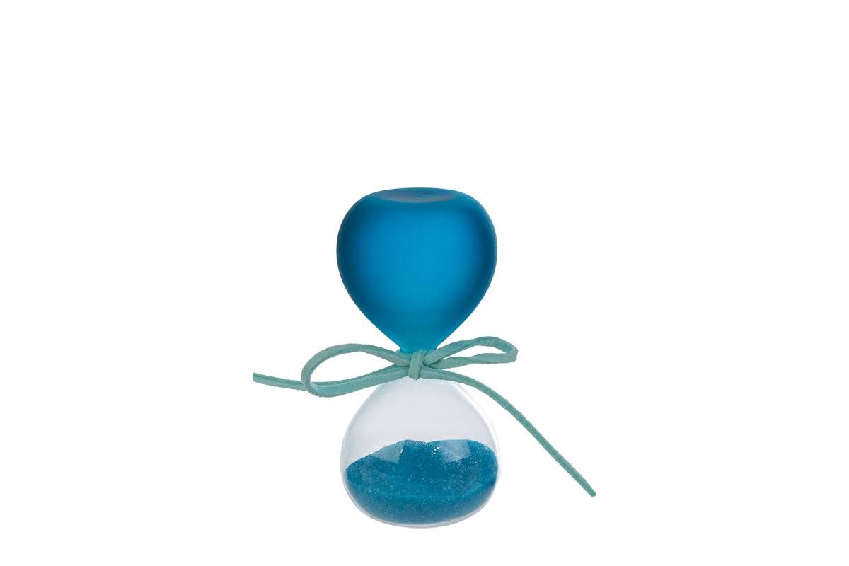 Clessidra Vetro Celeste Satinato Bomboniera h.8 cm con Astuccio 58310, ideale per Battesimo maschietto.