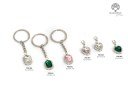 Bomboniera Portachiavi o Ciondolo a Cuore 2 cm. con pietra brillante per eventi, codice 21800-21805. Disponibile nei colori bianco, verde e rosa - Bomboniere Cupido Trapani.