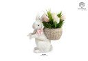 Bomboniera Coniglio con Cesta di Tulipani 27 cm. in resina e plastica per eventi, codice 21806. Ideale per la Pasqua e la primavera - Bomboniere Cupido Trapani.