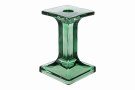 Porta candele in vetro verde (cod. 38573), dimensioni 9x9x14 cm, elegante decorazione natalizia per atmosfere festive, curata da Bomboniere Cupido Trapani.