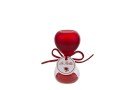 Clessidra Vetro Rosso Satinato Bomboniera h.8 cm con Astuccio 58304, ideale per Matrimonio romantico.