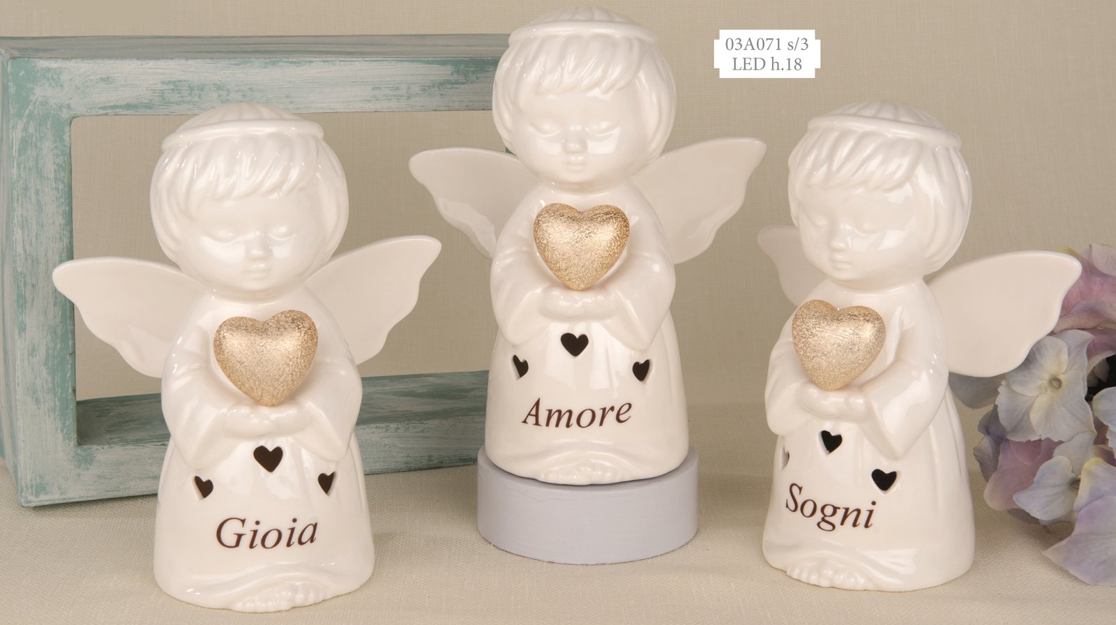 Celeste angelo LED H 18 3 ass - Idea luminosa sacra per comunione 2026