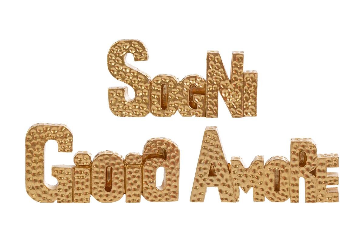 Calamita scritte resina oro 3 ass 8x4cm Sogni, Gioia, Amore - Bomboniera delicata 2026